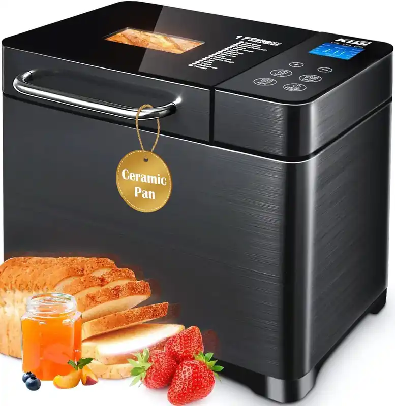 17-in-1 Bread Maker-Dual Heaters, 710W Machine Stainless Steel with Gluten-Free