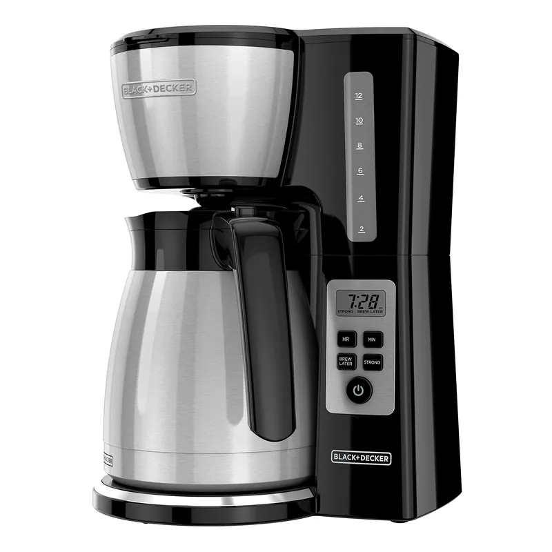 12 Cup Thermal Programmable Coffee Maker with Brew Strength and VORTEX Technology, Black/Steel