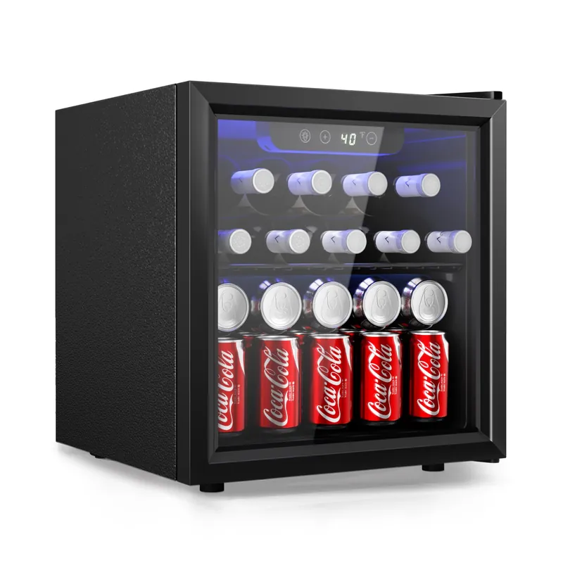 48 Can Beverage Refrigerator cooler-Mini Fridge Glass Door for Beer Drinks Wines 1.3 cu.ft