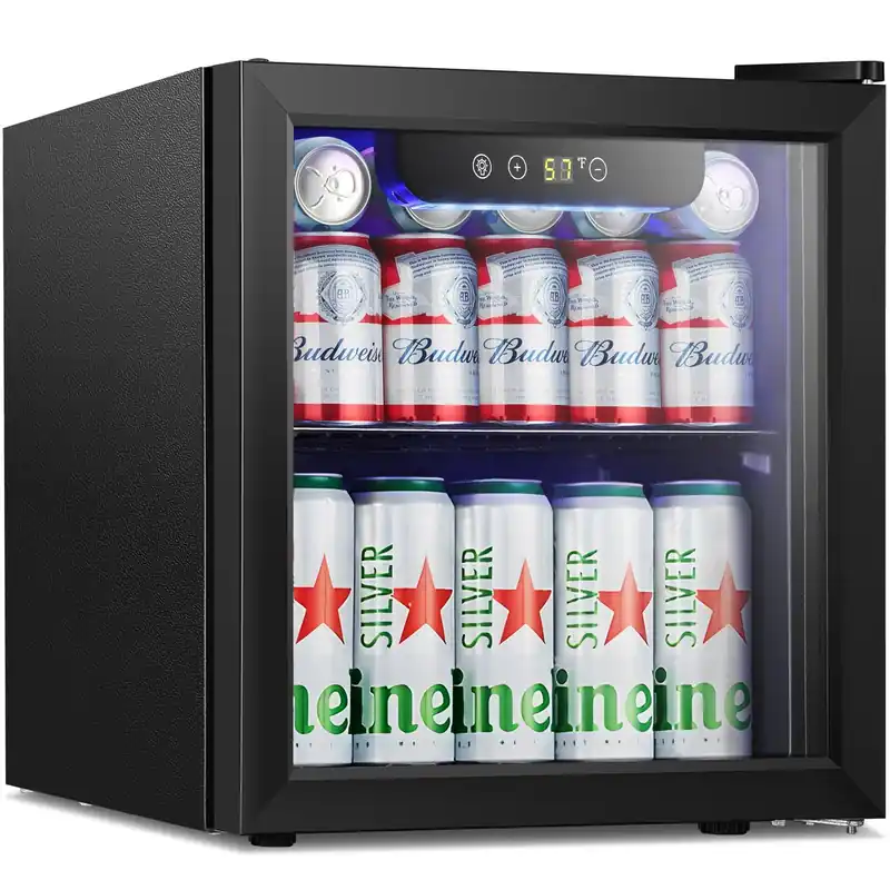 12 Bottle 48 Can Beverage Refrigerator Glass Door for Drinks or Beer Wine –Small Drink Dispenser for Home, Office or Bar 1.3cu.ft.