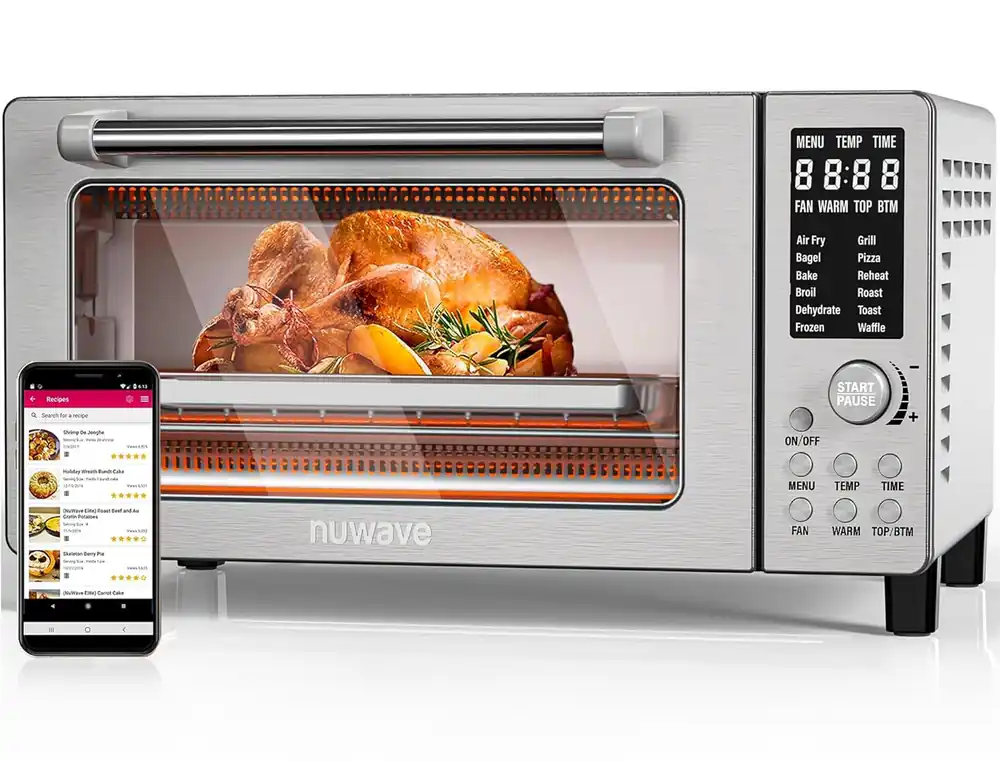 Air Fryer Toaster Smart Oven, 12-in-1 Countertop Convection, 1800 Watts, 21-Qt Capacity, 50°-450°F Temp Controls