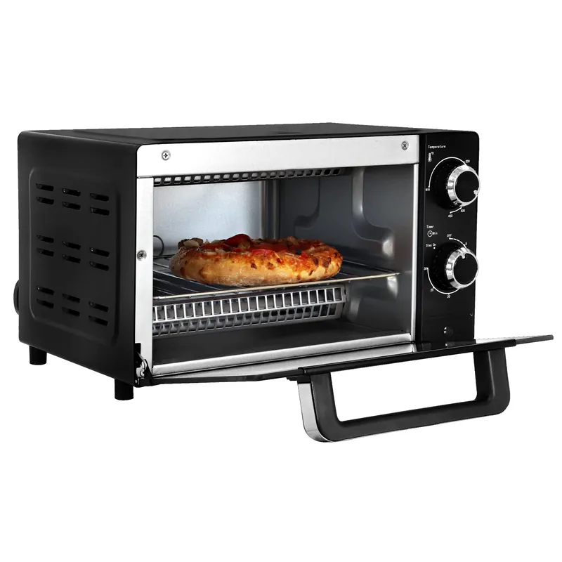 Toaster Oven 4 Slice Small Compact Kitchen Appliance Pizza Black Stainless Steel