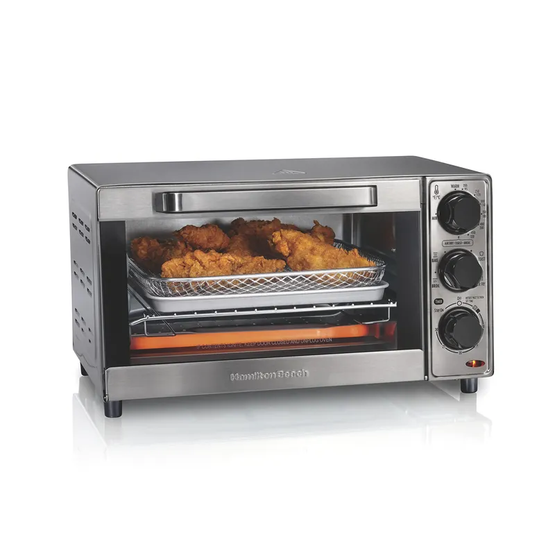 Sure-Crisp Toaster Oven Air Fryer Combo, Fits 9” Pizza, 4 Slice Capacity, Powerful Circulation, Auto Shutoff, Stainless Steel