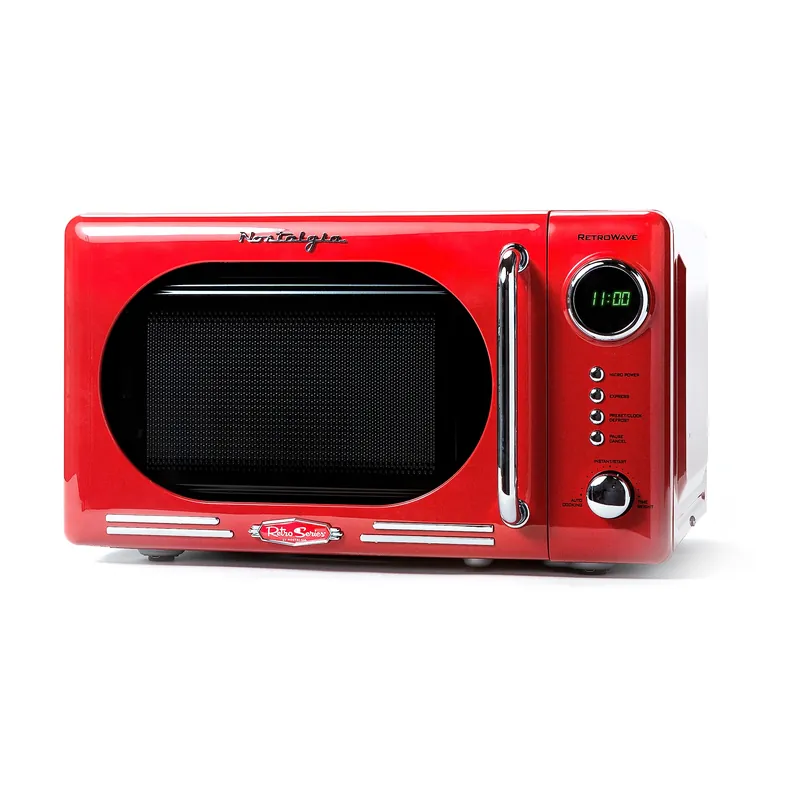 Nostalgia Retro Compact Countertop Microwave Oven - 0.7 Cu. Ft. - 700-Watts with LED Digital Display Red