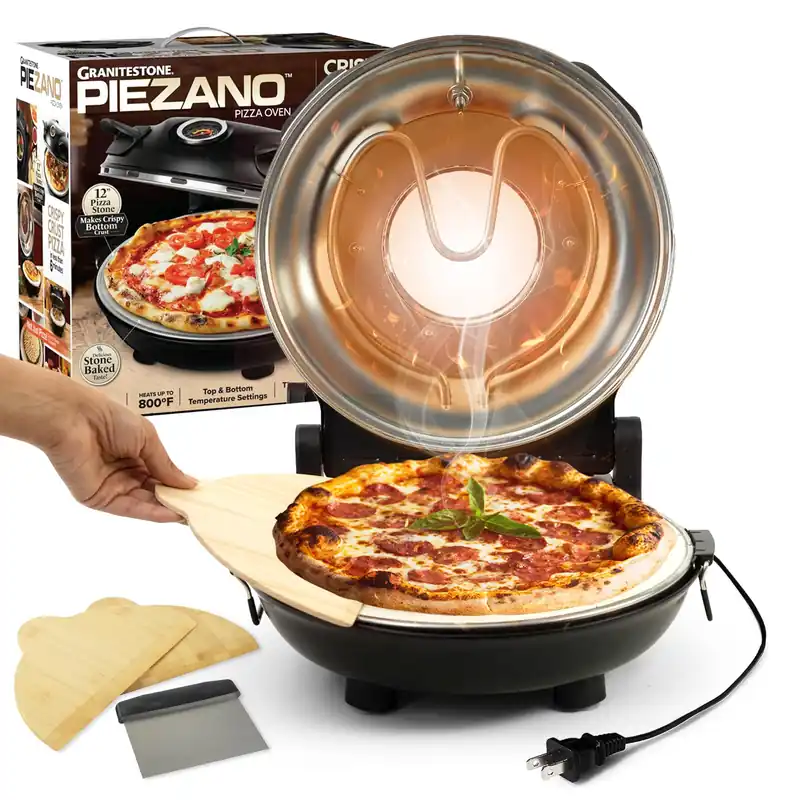 Electric Pizza Oven Indoor, 12 Inch Indoor Pizza Oven Countertop, Pizza Maker Heats up to 800˚F for Stone Baked Pizza