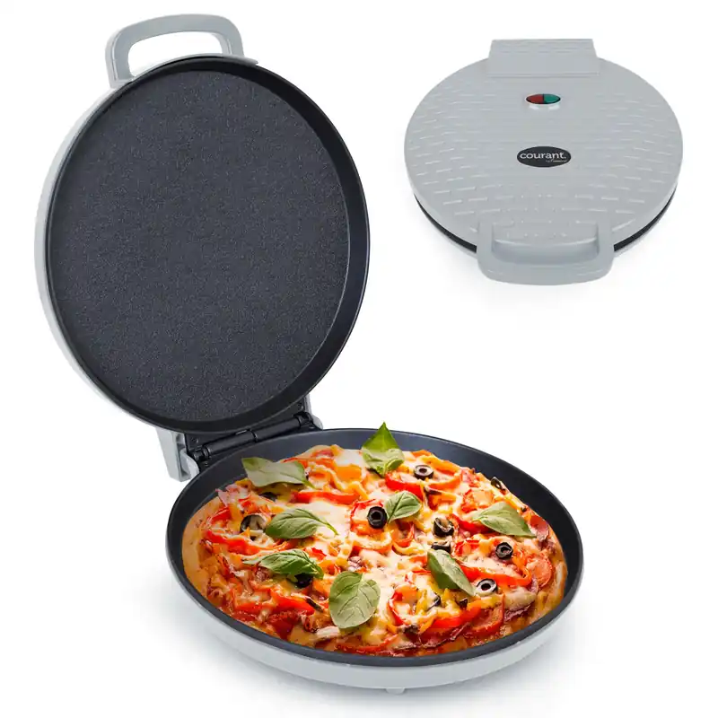 Pizza Maker 12-inch Pizzas Machine, Newly improved Cool-touch Handle Non-Stick plates Pizza oven & Calzone Maker