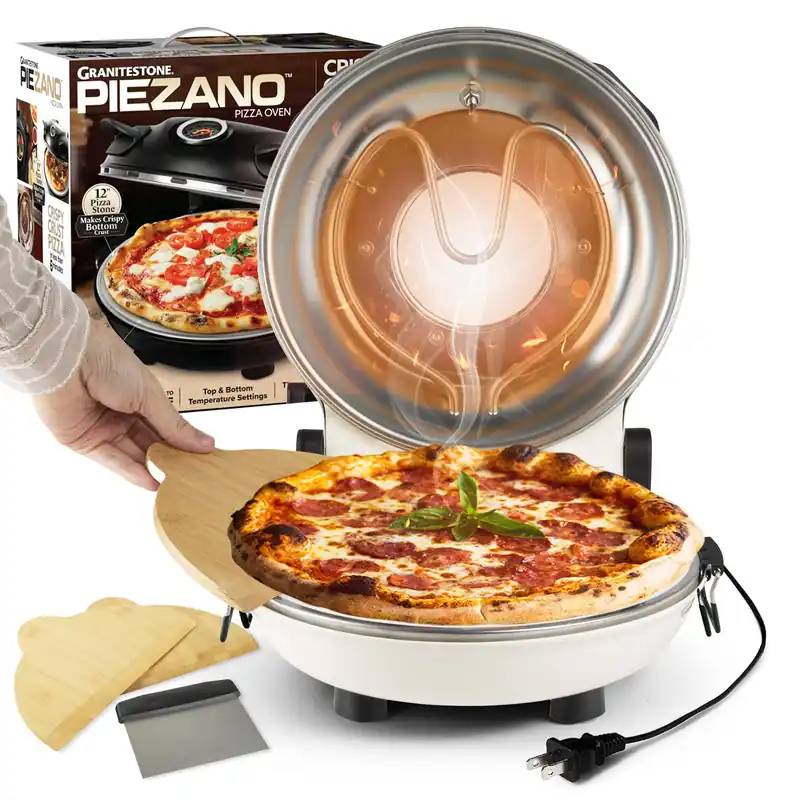 Crispy Crust Pizza Oven Pizza Maker Heats up to 800˚F for Stone Baked Pizza at Home - Cream