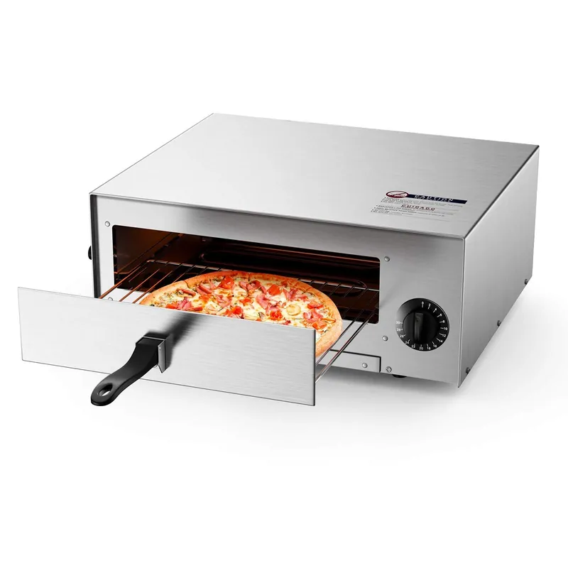 Stainless Steel Pizza Baker With Auto Shut-off, Handle, Removable Pizza Tray, Countertop Pizza Maker For Kitchen & Commercial Use