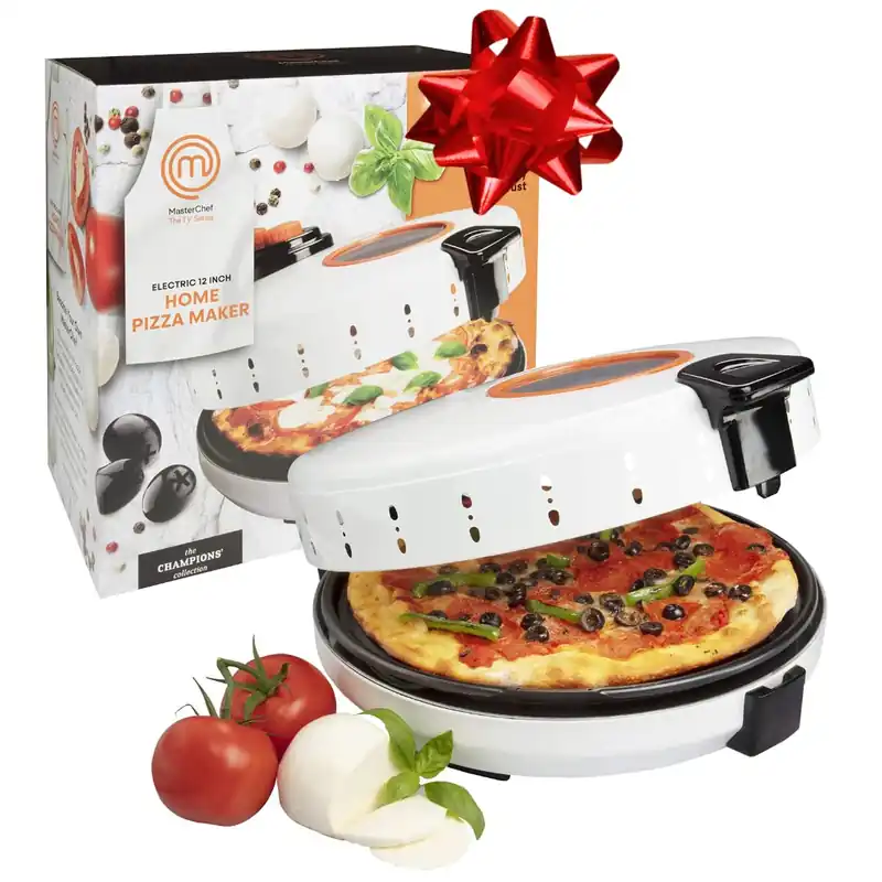 Electric 12" Pizza Maker- Cook Homemade Calzones, Quesadillas & Cookies! Rotating Nonstick Plate for Even Baking
