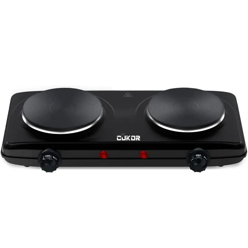 Electric Hot Plate, Double Cast Iron 2 Burner, 1800W Countertop Burner, Dual Electric Stove Burners