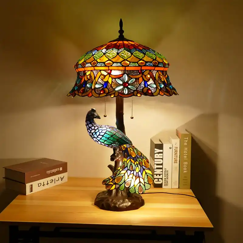 Vintage Handmade Decorative Desk Lamp Pull Cord Switch Reading Lamp for Living Room, Bedroom, Wedding Room, Villa, Hat