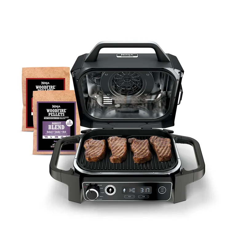 7-in-1 Outdoor Electric Grill & Smoker - Grill, BBQ, Air Fry, Bake, Roast, Dehydrate & Broil