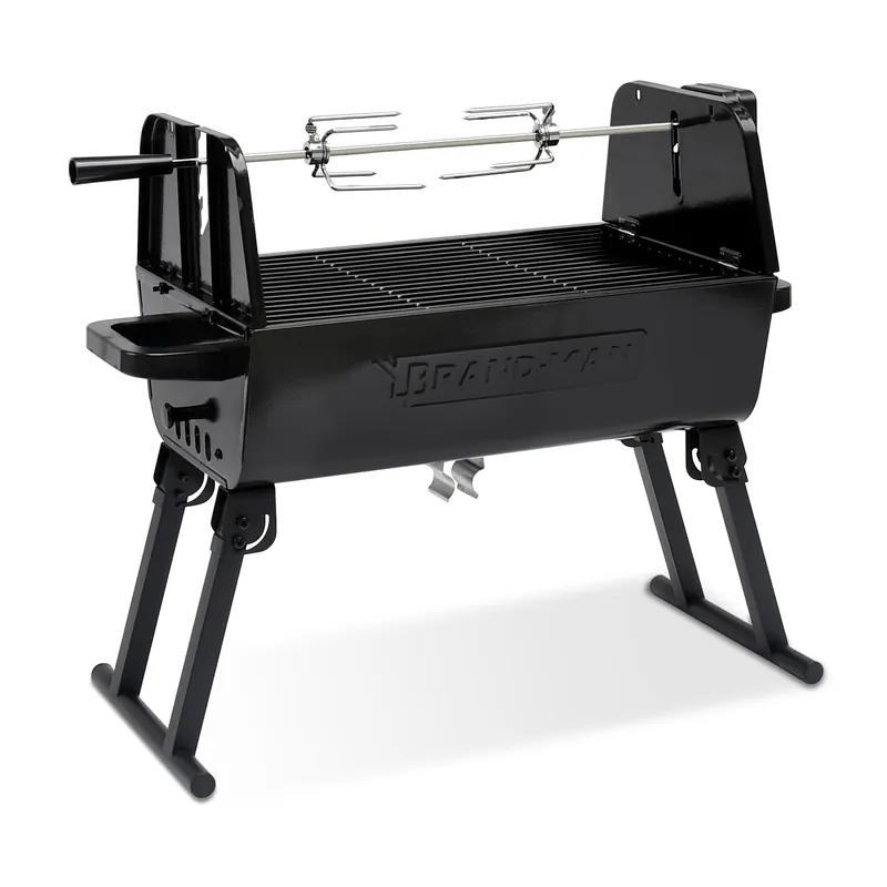 2 in 1 Barbecue Grill with Rotisserie Grill Kit, Portable Folding Outdoor Charcoal Grill, Stainless Steel Spit Roaste