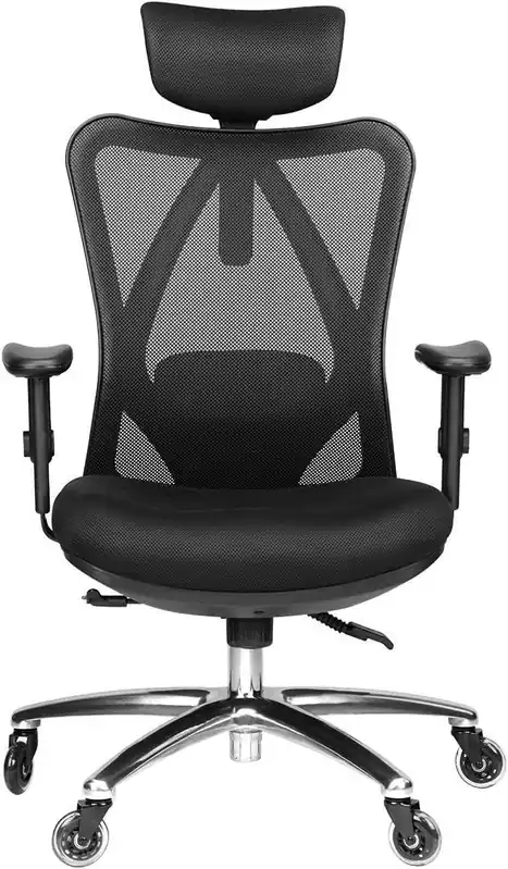 Adjustable Desk Chair with Lumbar Support and Rollerblade Wheels - High Back Chairs with Breathable Mesh