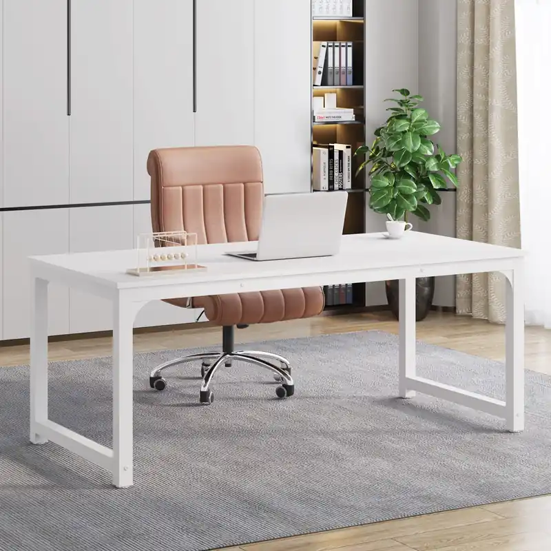 Computer Desk, 63 x 31.5 inch Large Executive Office Desk Computer Table Study Writing Desk White