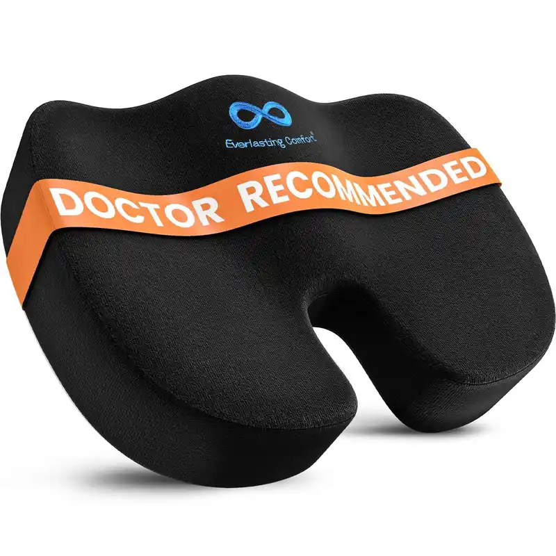 Seat Cushion - Office Chair Cushion - Non-Slip Car Seat Cushion, Tailbone Pain Relief (Black)