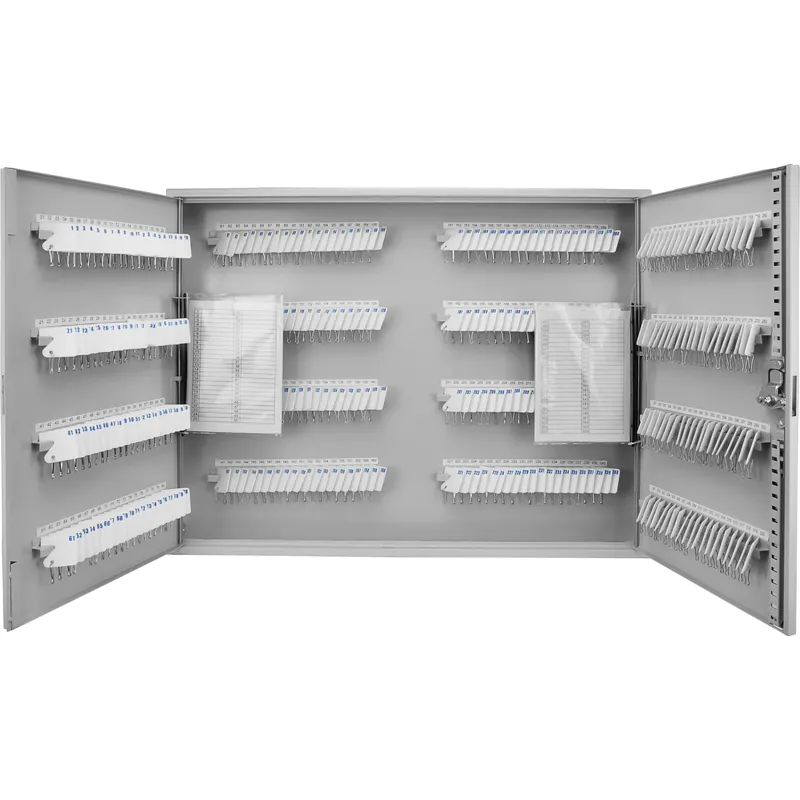 Wall Mount Adjustable Shelves Cabinet Lock Box with Numbered Hooks and Tags, 320 Keys, Grey