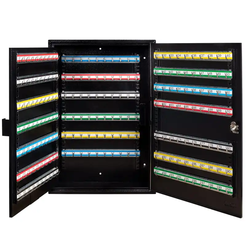 200 Position Key Cabinet with Key Lock, Black (K200) for Key Management use by Valets, Hotels, Car Dealerships