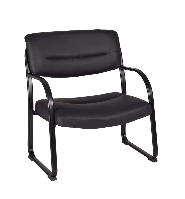 Leather Side & Guest Chair, Big & Tall, Black