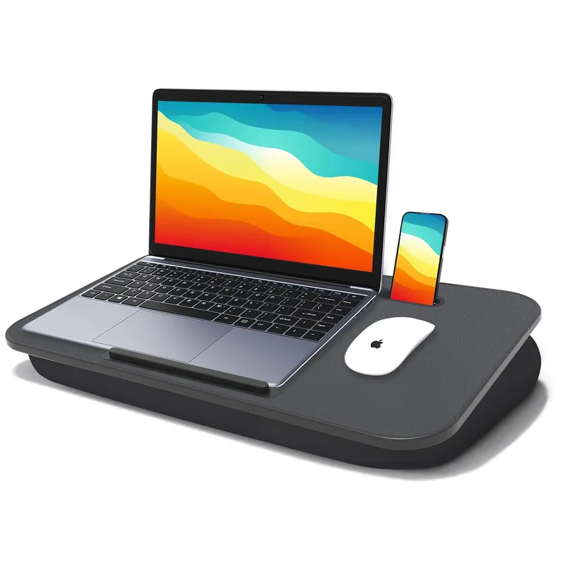 Lap Desk, Lap Desk with Cushion, Fits up to 17 inch Laptop, Pillow Designed, Portable Laptop Stand (Black)