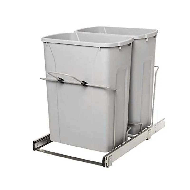 18.4 14.25 22-Inch Pull Out Trash Can, Platinum