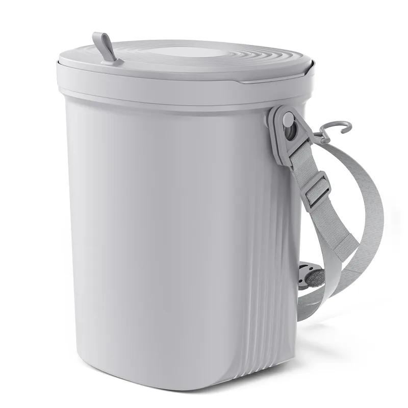 Waretary Trash Can for Car Garbage Leakproof Silicone Car Waste Bin w/Lid for Drivers and Passengers; 1.9 Gallon Sturdy Garbage Container for Vehicle, Sedan, SUV, Van, MPV & Truck (Grey)