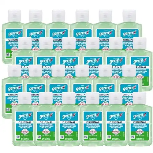 Germ-X Original Hand Sanitizer, Kids Hand Sanitizer, Non-Drying Moisturizing Gel with Aloe, Instant and No Rinse Formula, Bulk Mini Travel Size for On-The-Go, 2 Fl Oz (Pack of 24)