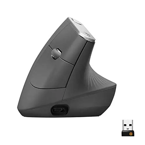 Vertical Wireless Mouse – Ergonomic Design Reduces Muscle Strain, Graphite