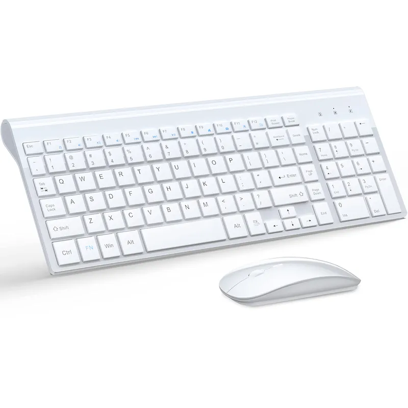 Wireless Keyboard and Mouse Ultra Slim Combo, 2.4G Silent Compact, PC/Laptop/Windows/Mac - White