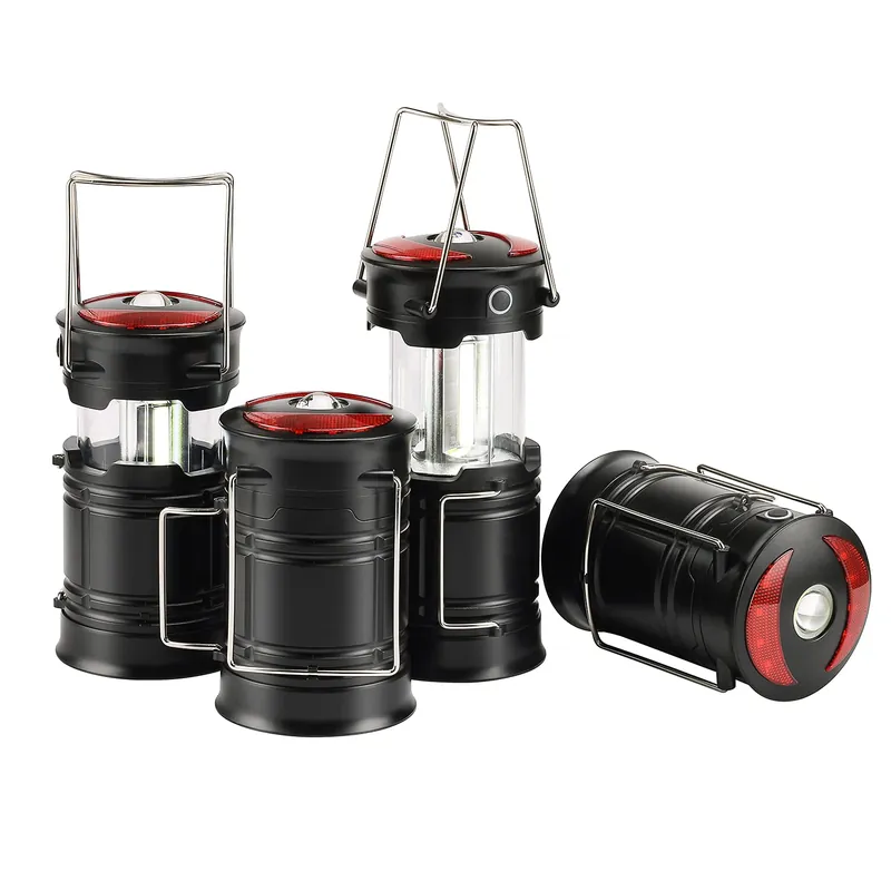 4 Pack Camping Lanterns Rechargeable and Battery Powered, Dual Power Source and 4 Mode Lantern Flashlight