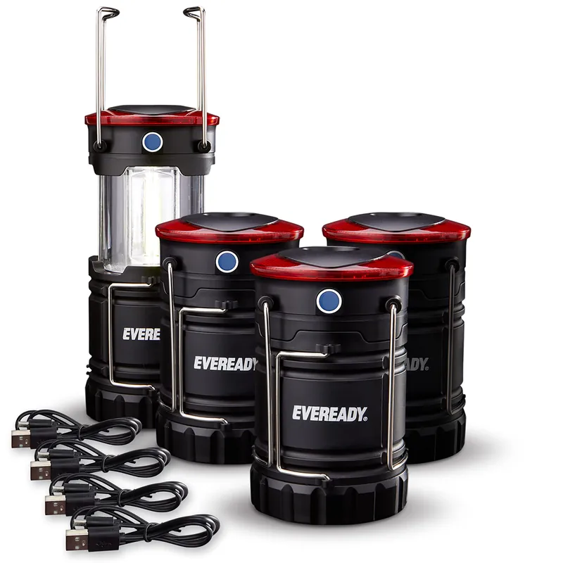 LED Camping Lanterns (4-Pack), Hybrid Power Rechargeable Collapsible Lantern Flashlights, Ultra Bright Tent Lights for Outdoors