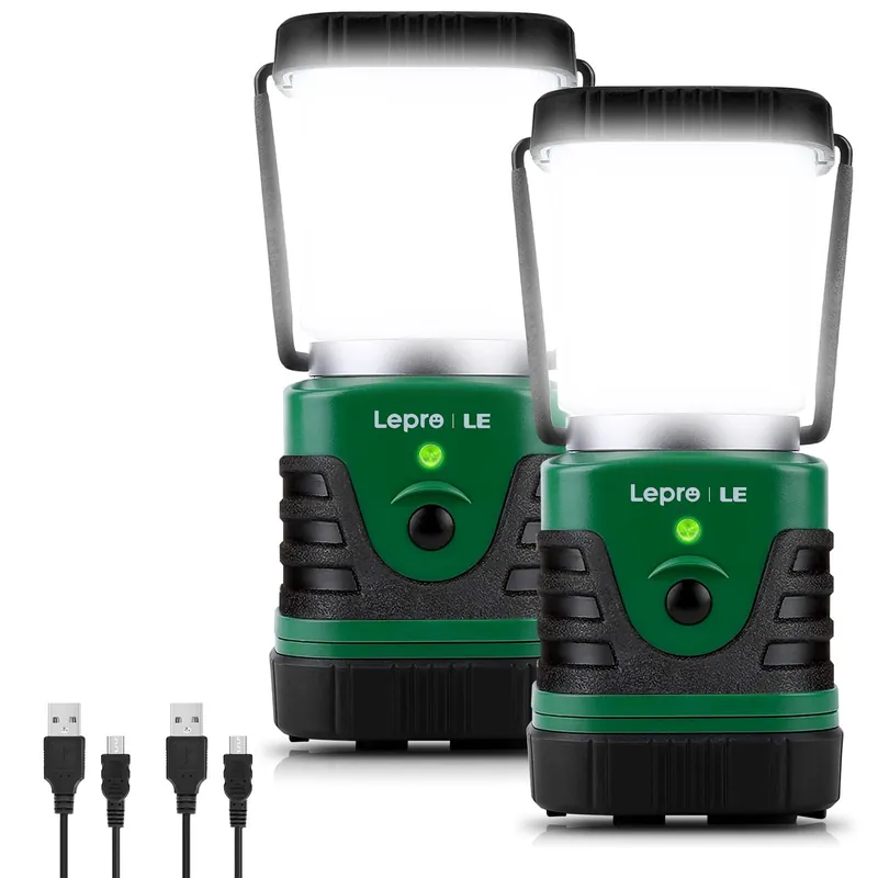 LED Camping Lantern Rechargeable, 1000LM, 4 Light Modes, 4400mAh Power Bank, USB Cable Included