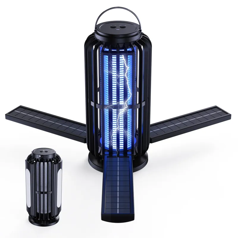 Bug Zapper, Mosquito Zapper Outdoor Indoor Solar Powered, Battery Powered Cordless Zapper with LED Light