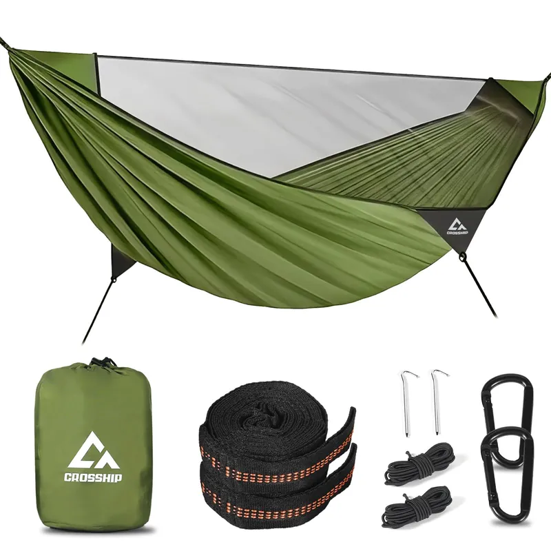 Camping Hammock with Mosquito Net, 2 Person Hammock Tent, Portable Hammocks, Parachute Nylon Hammock for Indoor