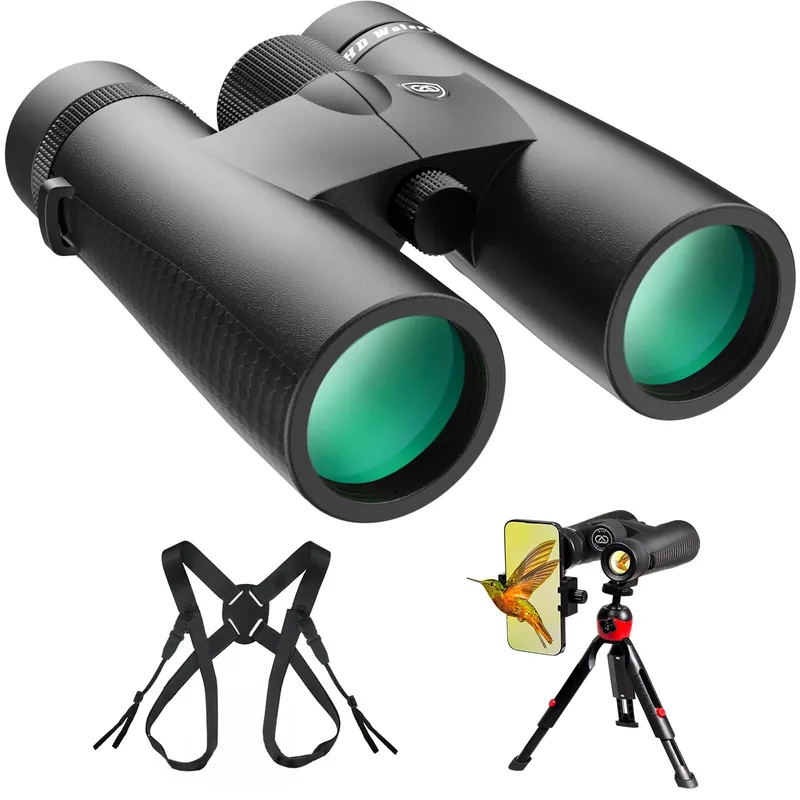 15X45 HD Binoculars for Adults High Powered with Binocular Harness Strap, Phone Adapter and Tripod
