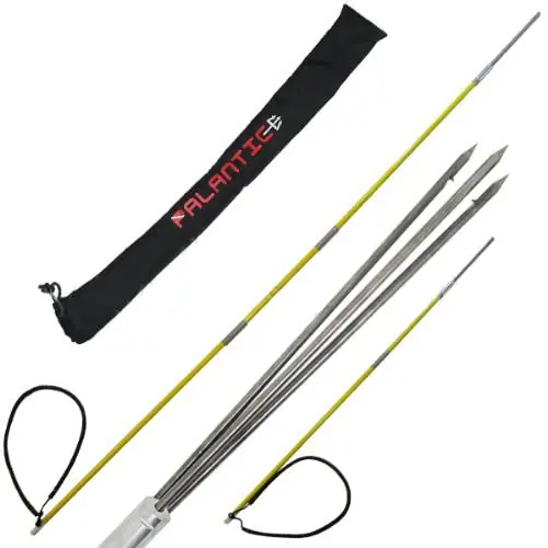 Scuba Choice 6‘ Travel Spearfishing 3-Piece Pole Spear 3 Prong Barb Paralyzer Adjustable to 4‘ and 5‘ with Bag