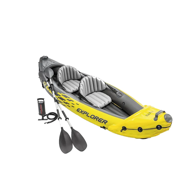 Intex 68307EP Explorer K2 Inflatable Kayak Set Includes Deluxe 86in Kayak Paddles and High-Output Pump – Adjustable Seats with Backrest – Removable Skeg – 2-Person – 400lb Weight Capacity
