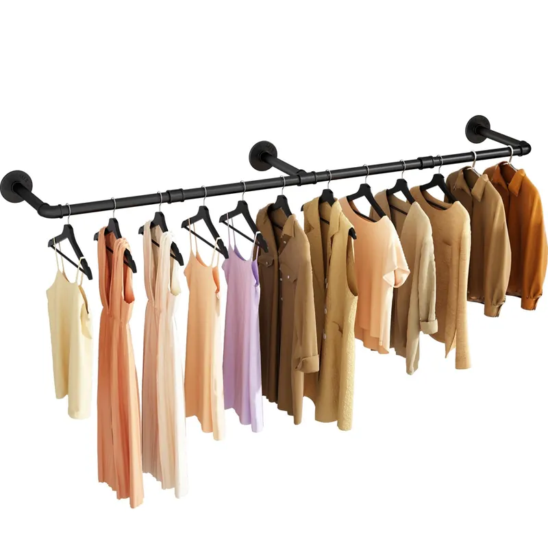 Clothes Rack Wall Mounted, 60in Industrial Pipe Wall Mount Clothing Rack, 1 Pack