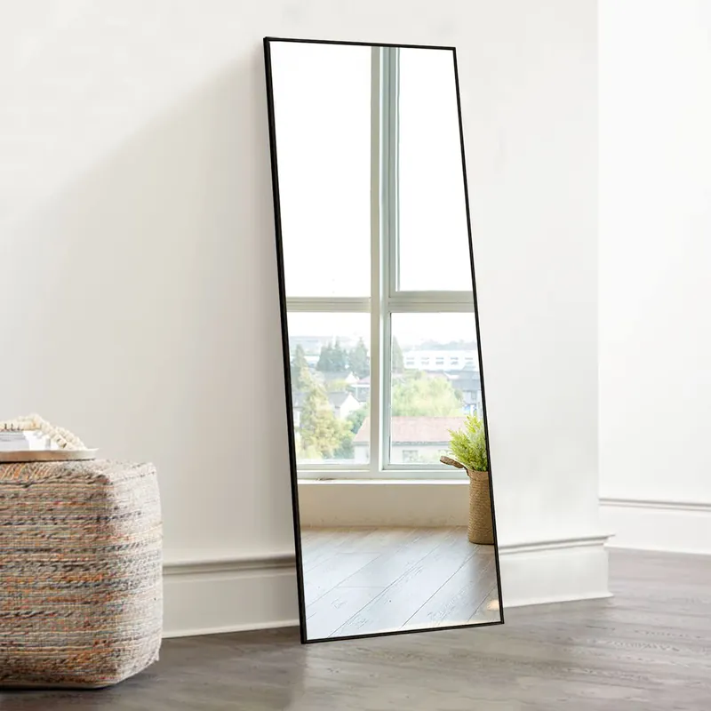 Wall Mirror Full Length Full Body Mirror Bedroom Dressing Mirror (Black, 43" x 16")