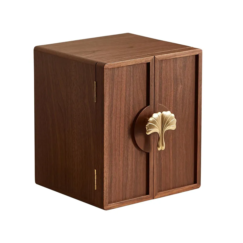 Black Walnut Wooden Jewelry Box 5 Layer Solid Wood Large Jewelry Organizer Brass Handle