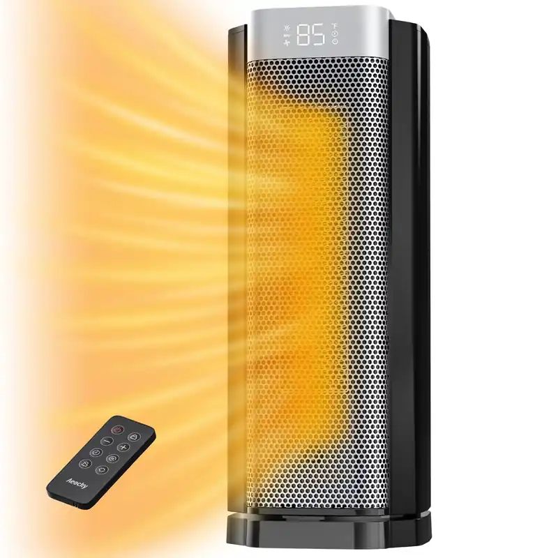 3rd-Gen Zero-Odor Space Heater with AI Thermostat, 1500W PTC Heaters for Indoor Use With Remote