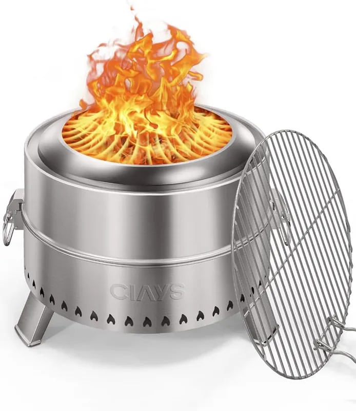 Smokeless Firepit, 19 Inch Fire Pit for Camping with Patented Technology, Portable Fire Pit for Outside Wood Burning
