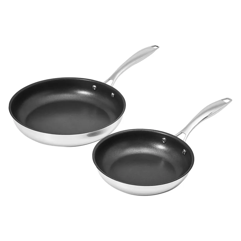 2-Piece Non-Stick Stainless Steel Fry Pan Set, 10-Inch and 8-Inch