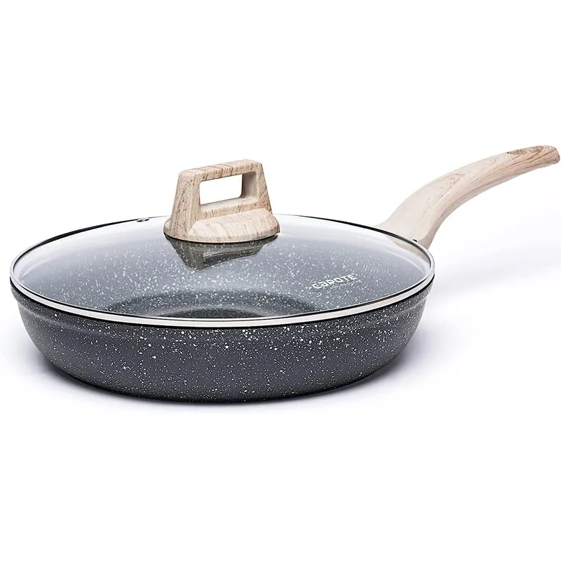 Nonstick Frying Pan Skillet,Non Stick Granite Fry Pan with Glass Lid (Classic Granite, 10-Inch)