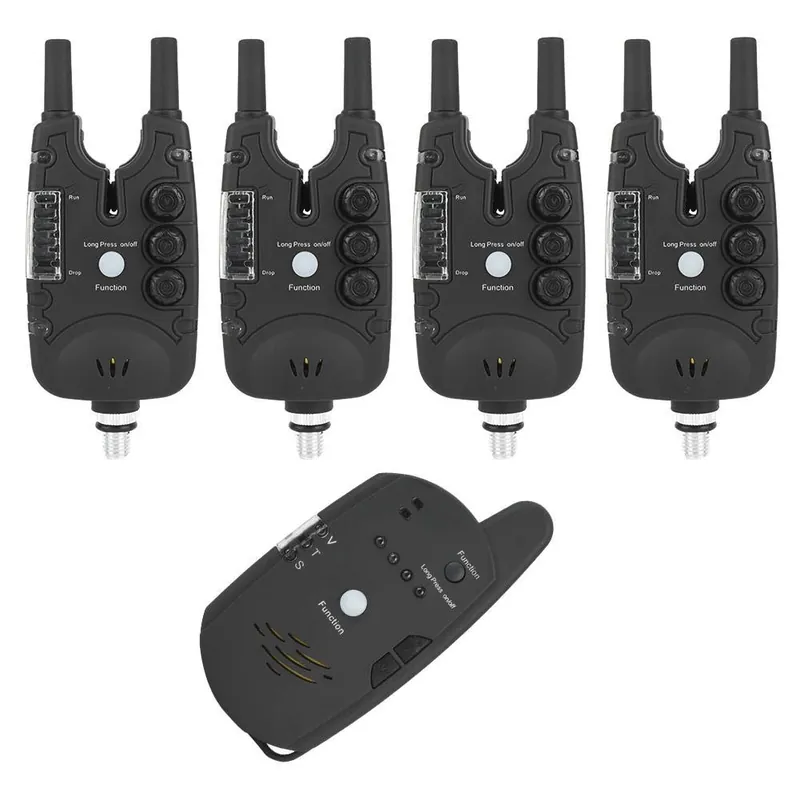 Digital Carp Fishing Bite Alarm Alert Light Warning Fishing Finder with 4 Launcher and 1 Receiver