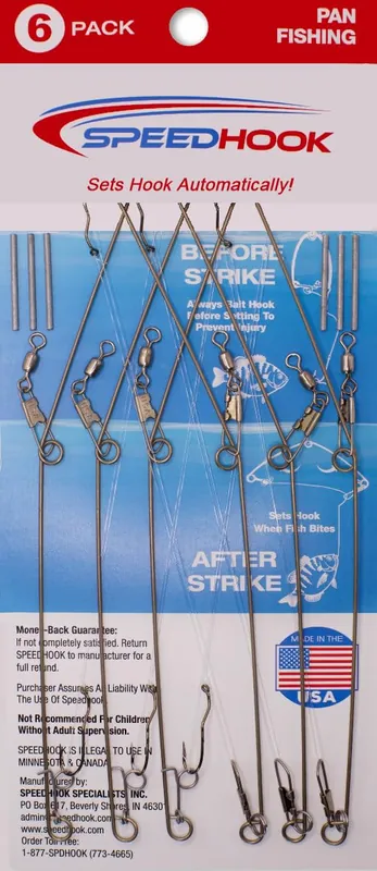 6 Pack Spring Loaded Fishing Hook, Made with Stainless Steel Stress Relieved Wire Form, Automatically Sets Hook