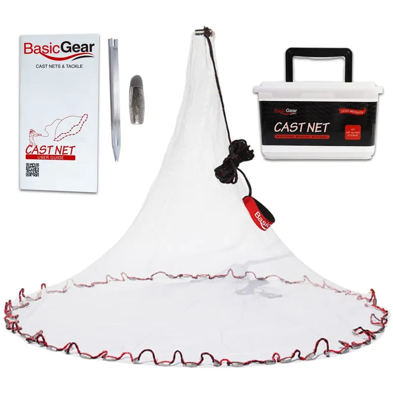 Cast Net Lead, 4ft Radius, 3/8 inch Mesh for Freshwater and Saltwater Bait Fish