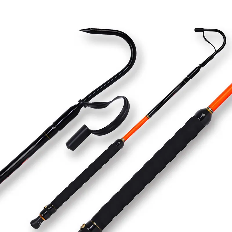 Fishing Gaff Fiberglass Handle Stainless Steel Hooked Gaff (3’& 5’& 6’& 7‘, 66 lb Test) (Length 3‘)