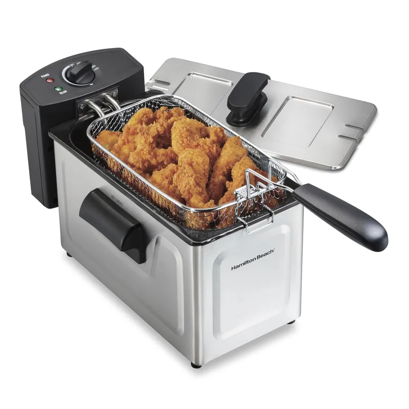 Professional Style Electric Deep Fryer, Frying Basket with Hooks, 1500 Watts, 3 Liters, Stainless Steel