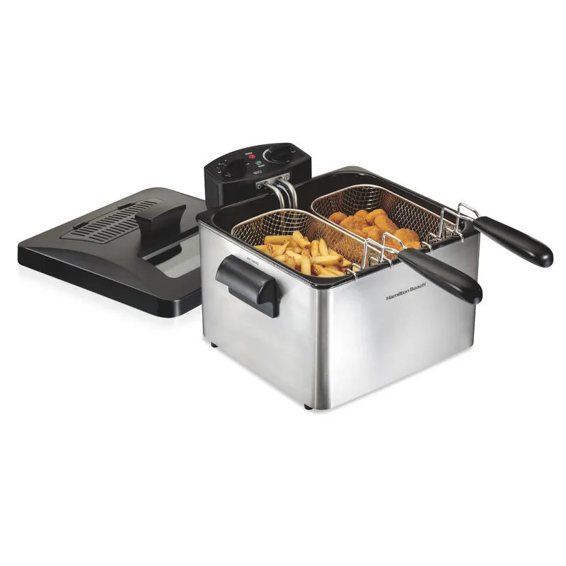 Electric Deep Fryer with Lid 4.5 Liters / 19 Cups Oil Capacity, Temperature Control, View Window, Professional Style